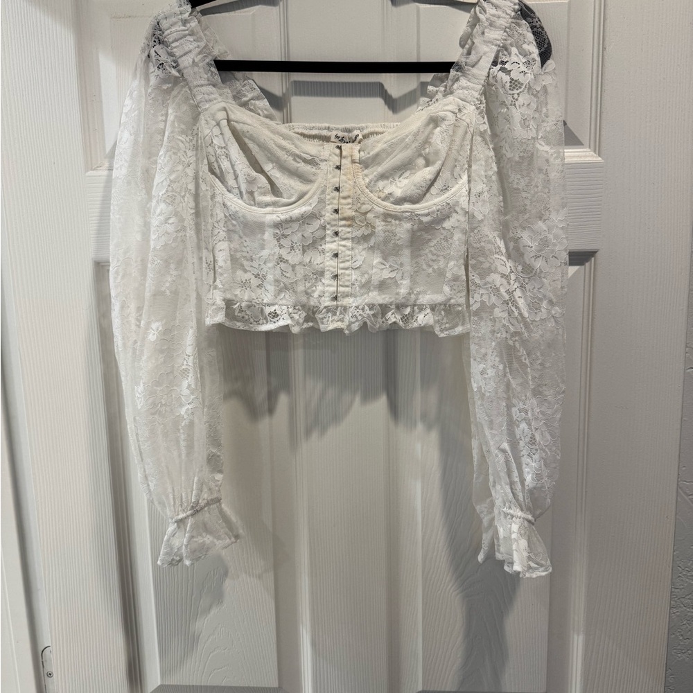 For Love & Lemons Cheyenne Lace Bustier Top